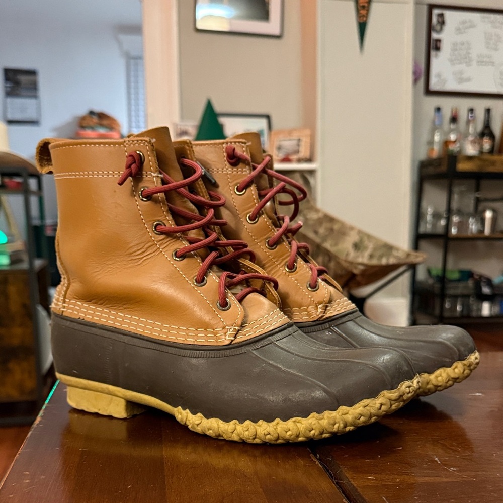 L.L. Bean Tan and Black Bean Boots
